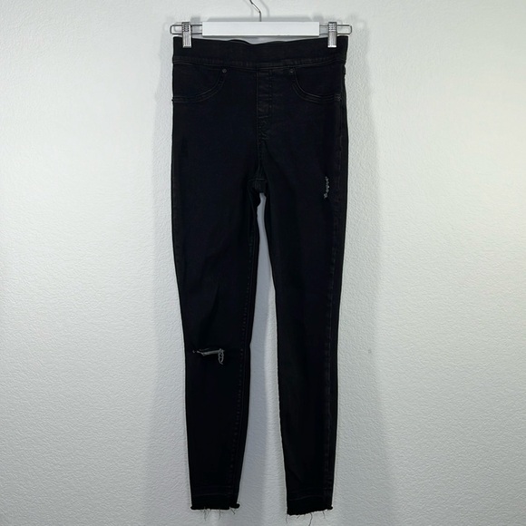 SPANX Black Skinny Ankle Jeans Distressed Vintage Wash size Small - Picture 2 of 9